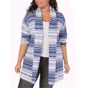 Style & Co. Plus Cotton Striped Long Cardigan Size XS